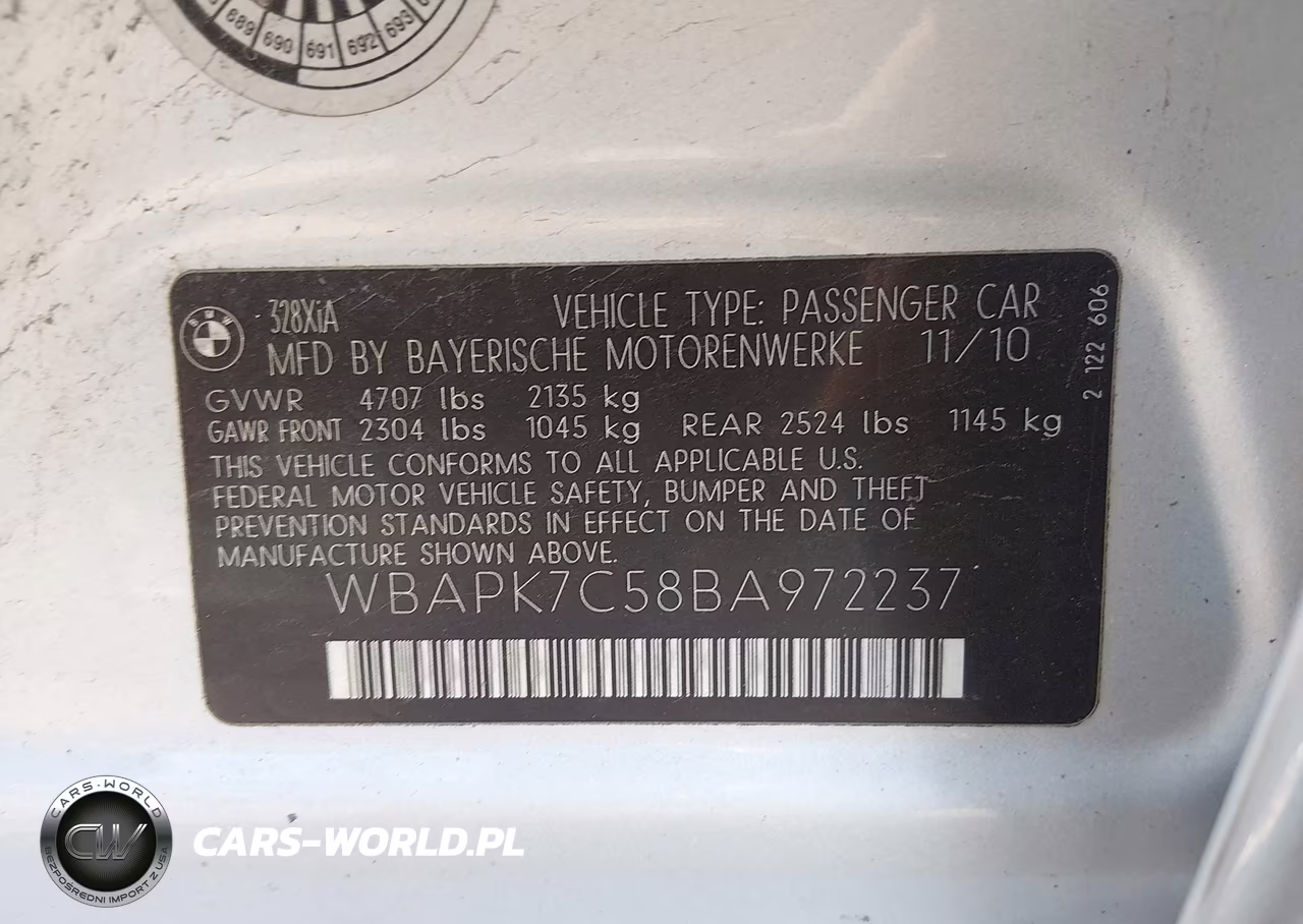 2011 BMW 328I xDrive VIN:WBAPK7C58BA972237 - 9