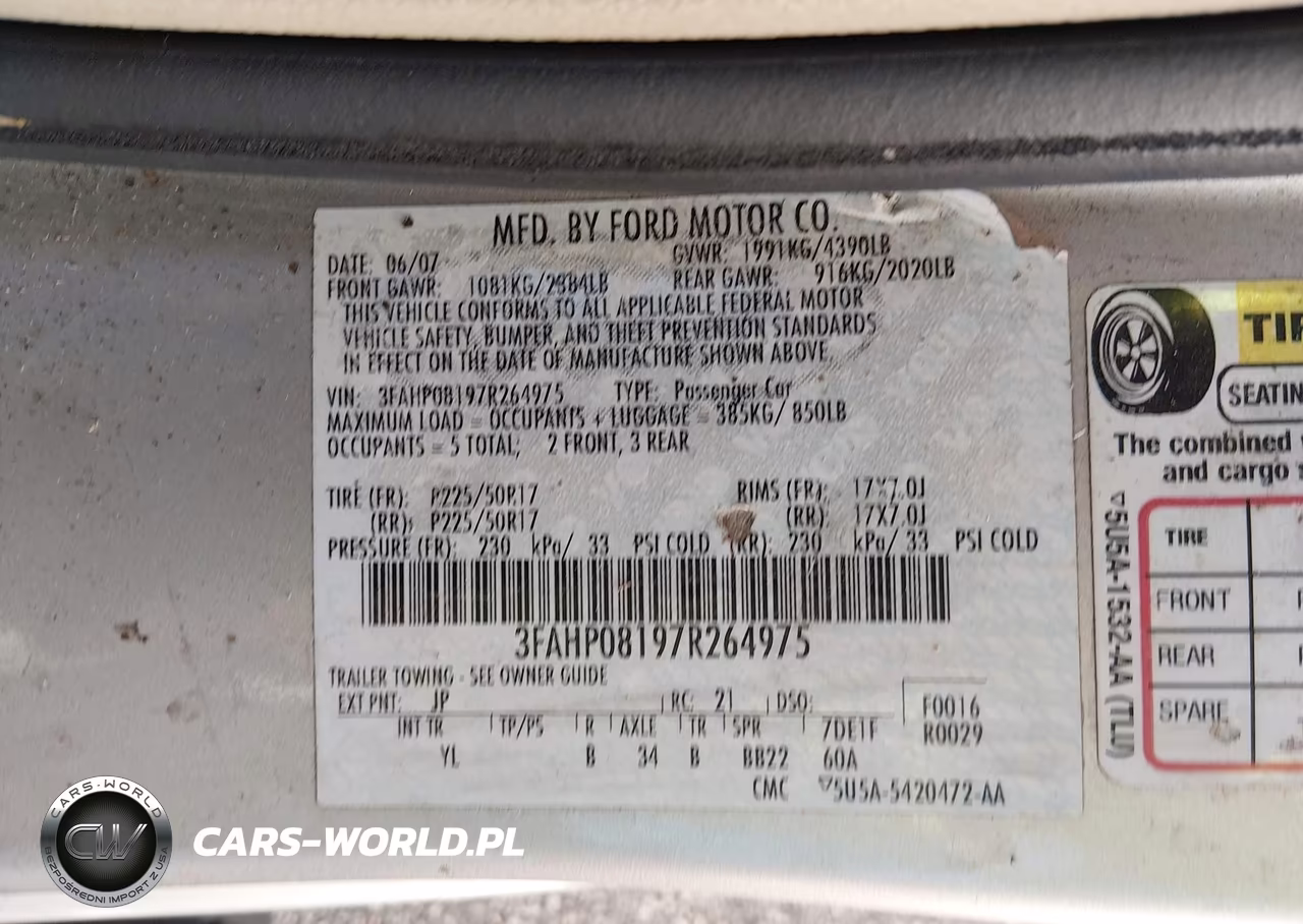2007 Ford Fusion Sel VIN:3FAHP08197R264975 - 9