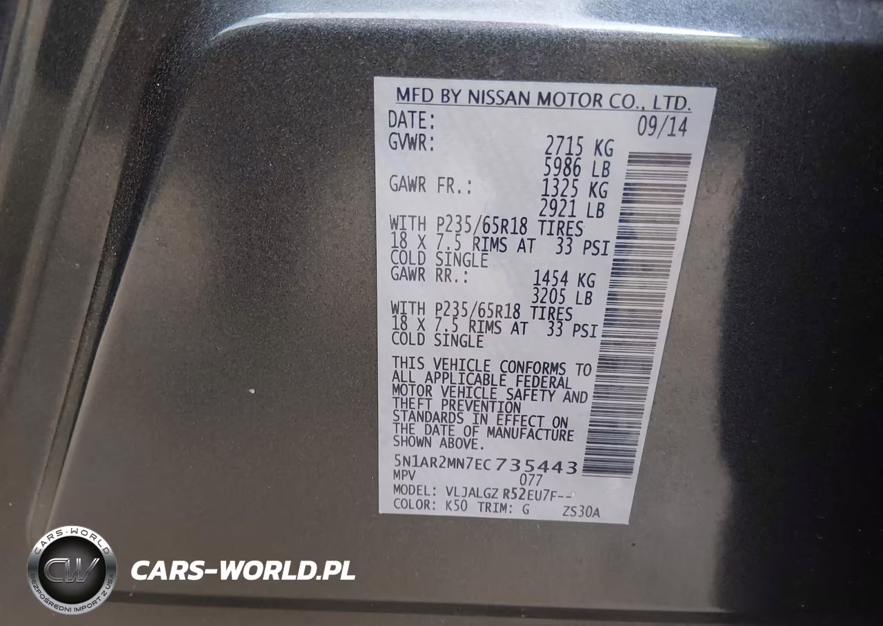 2014 Nissan Pathfinder Sl VIN:5N1AR2MN7EC735443 - 9