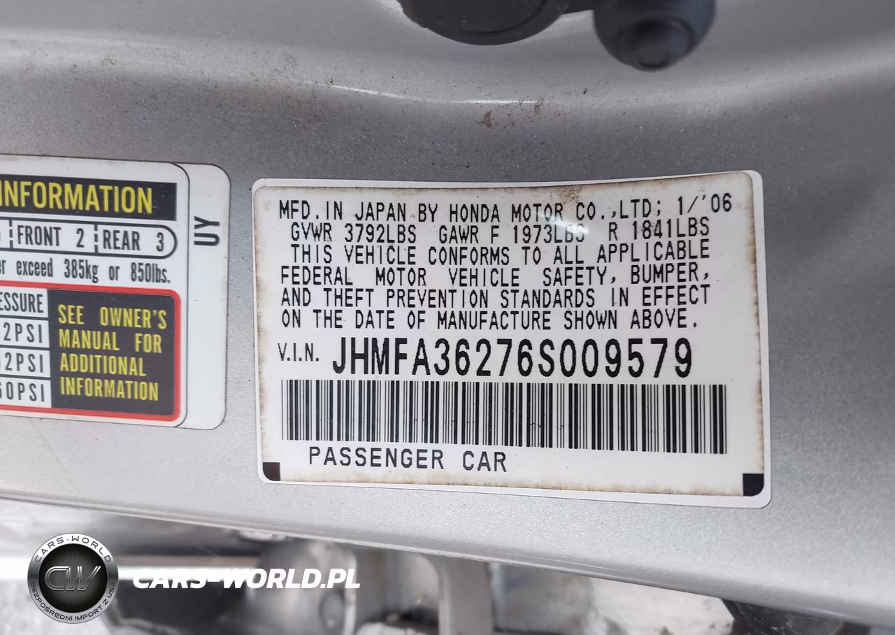 2006 Honda Civic Hybrid VIN:JHMFA36276S009579 - 9