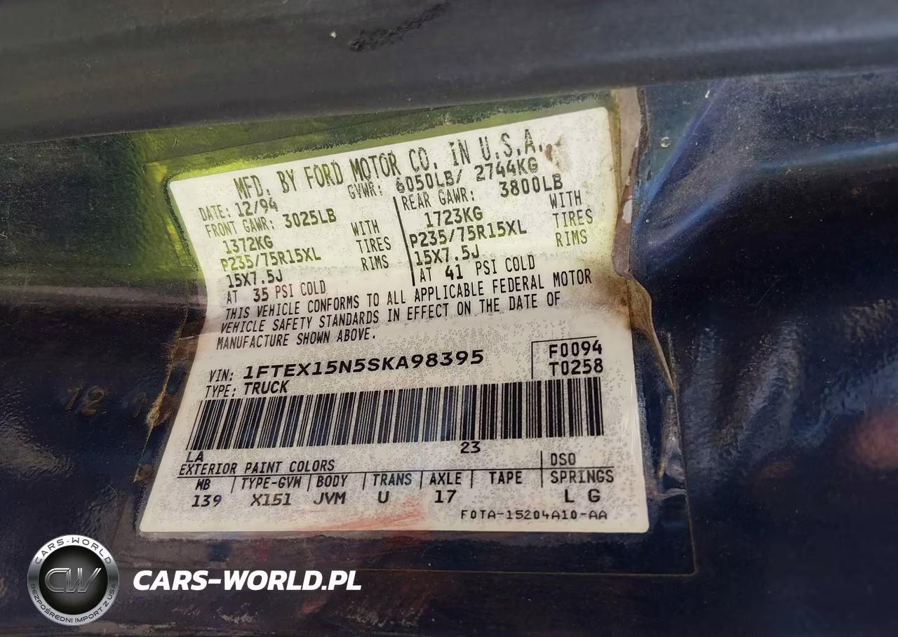 1995 Ford F150 VIN:1FTEX15N5SKA98395 - 9