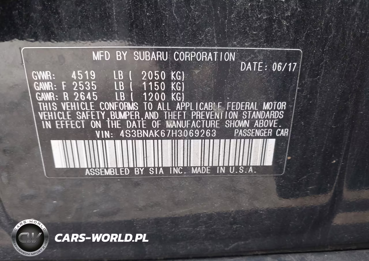 2017 Subaru Legacy 2.5I Limited VIN:4S3BNAK67H3069263 - 9