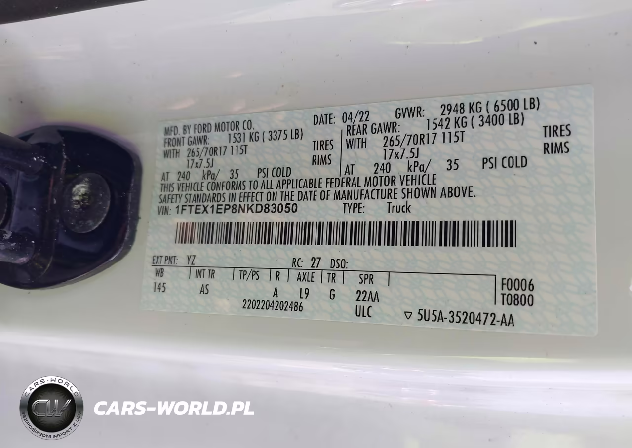 2022 Ford F-150 Xl VIN:1FTEX1EP8NKD83050 - 9