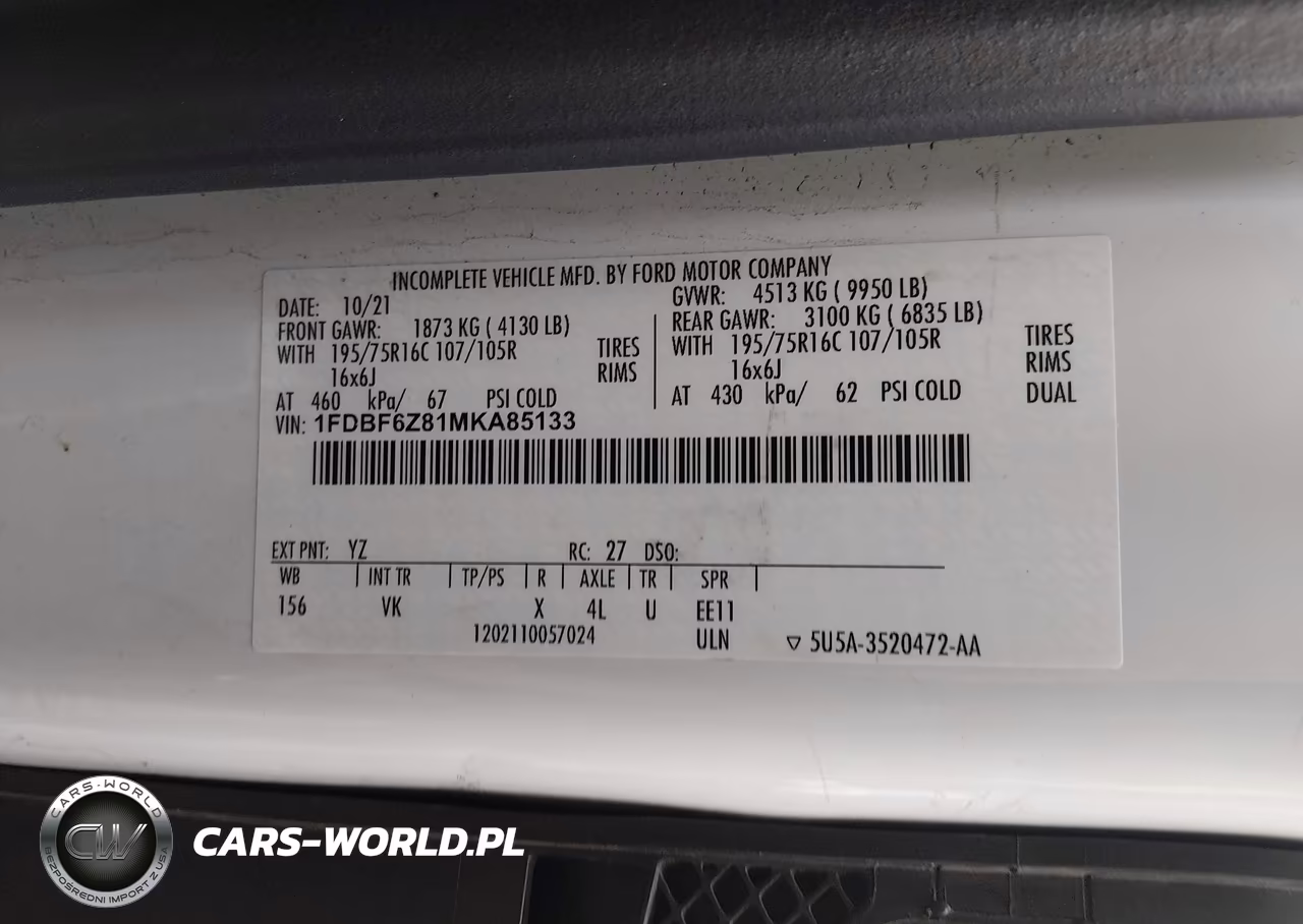 2021 Ford Transit-350 Chasis Cabina VIN:1FDBF6Z81MKA85133 - 9