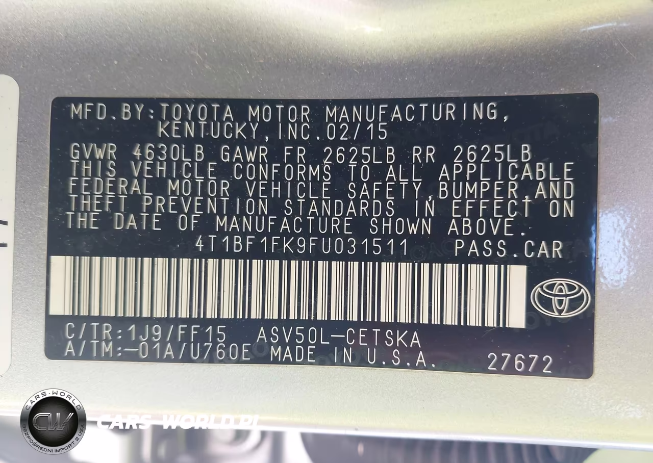 2015 Toyota Camry Se VIN:4T1BF1FK9FU031511 - 9