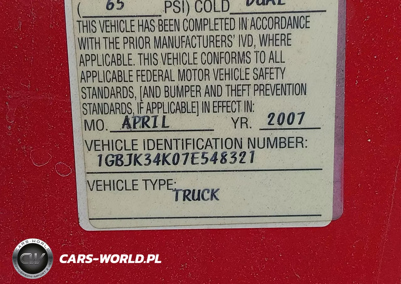 2007 Chevrolet Silverado 3500 Chassis Work Truck VIN:1GBJK34K07E548321 - 8