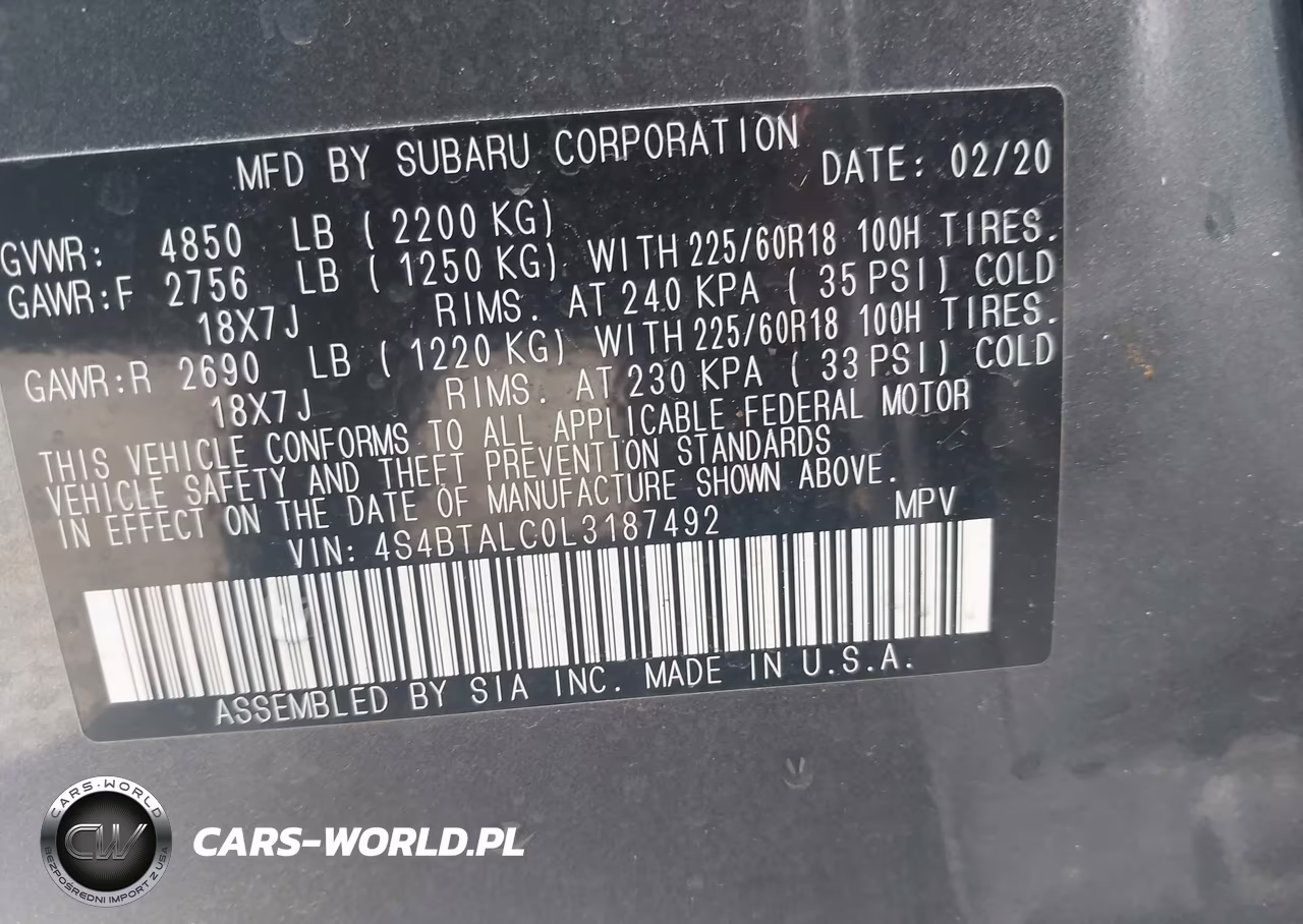 2020 Subaru Outback Limited VIN:4S4BTALC0L3187492 - 9