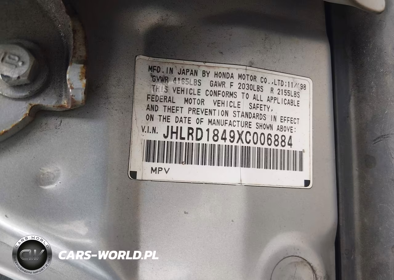 1999 Honda Cr-V Lx VIN:JHLRD1849XC006884 - 9