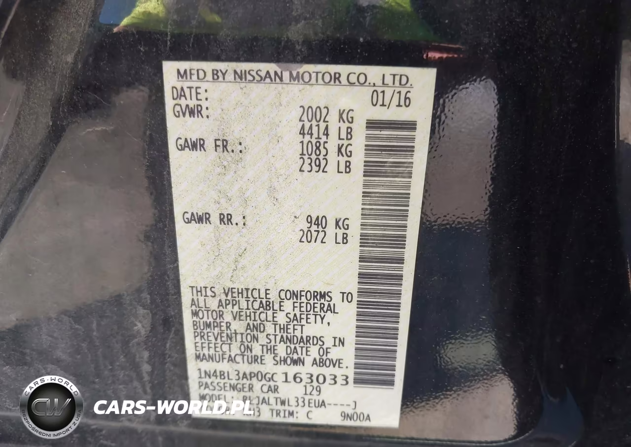 2016 Nissan Altima 3.5 Sl VIN:1N4BL3AP0GC163033 - 9