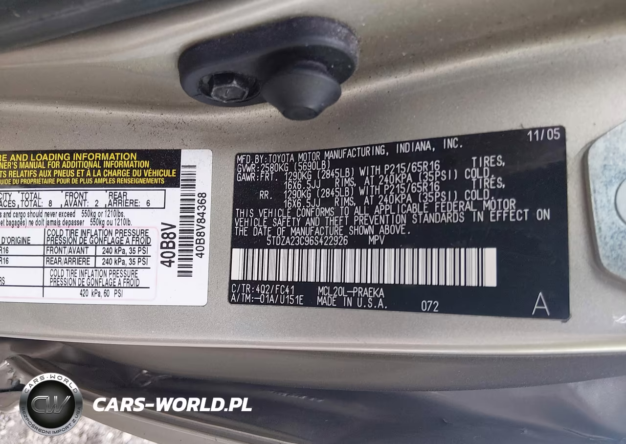 2006 Toyota Sienna Le VIN:5TDZA23C96S422926 - 9