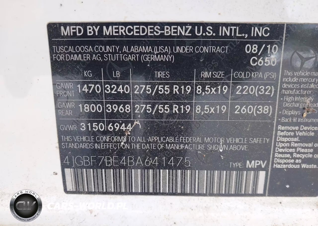 2011 Mercedes-Benz Gl 450 4Matic VIN:4JGBF7BE4BA641475 - 9