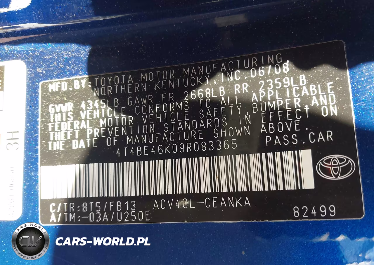 2009 Toyota Camry VIN:4T4BE46K09R083365 - 9