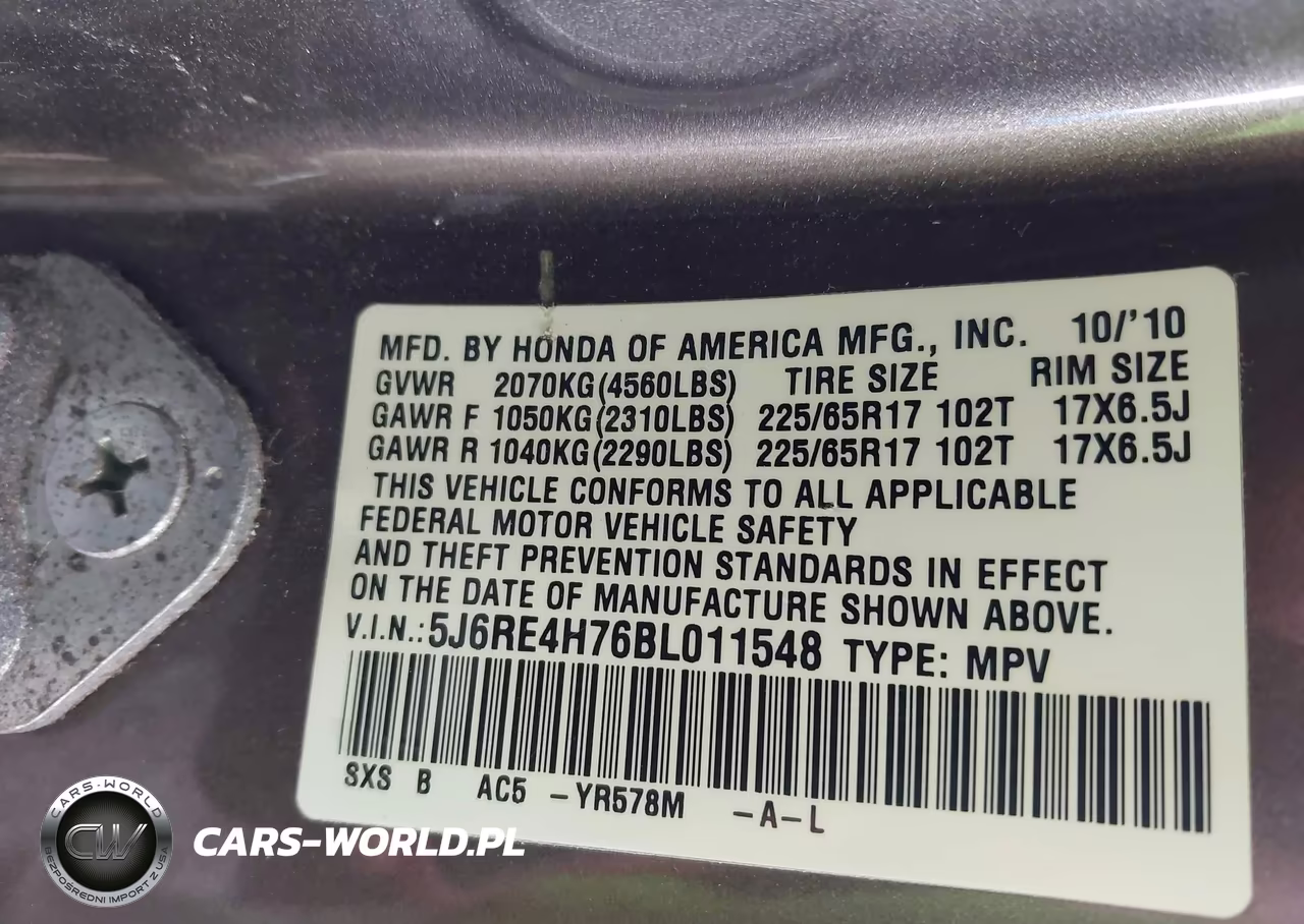 2011 Honda Cr-V Ex-L VIN:5J6RE4H76BL011548 - 9