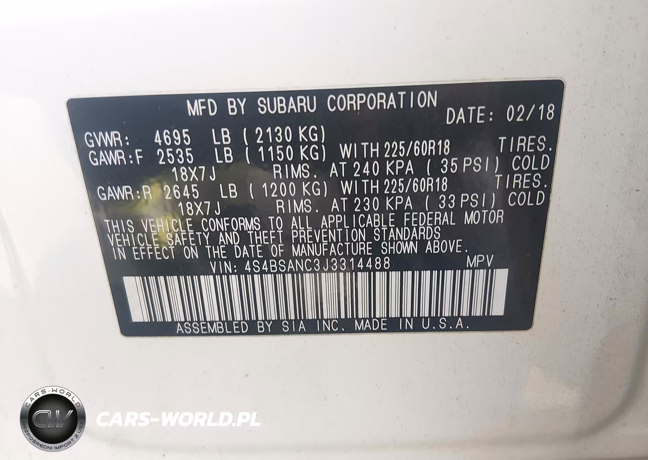 2018 Subaru Outback 2.5I Limited VIN:4S4BSANC3J3314488 - 9