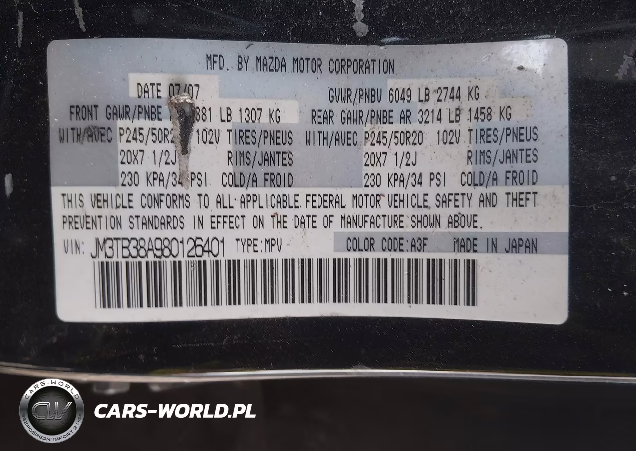 2008 Mazda Cx-9 Grand Touring VIN:JM3TB38A980126401 - 9