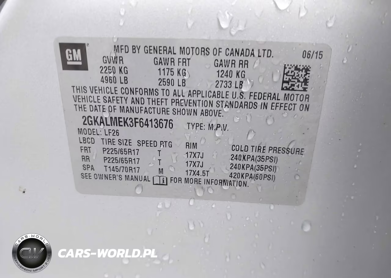 2015 GMC Terrain Sle-1 VIN:2GKALMEK3F6413676 - 9