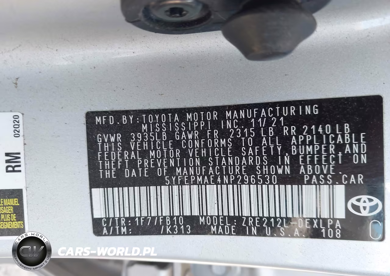 2022 Toyota Corolla Le VIN:5YFEPMAE4NP296530 - 9