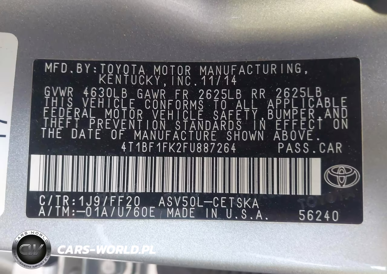 2015 Toyota Camry Se VIN:4T1BF1FK2FU887264 - 9