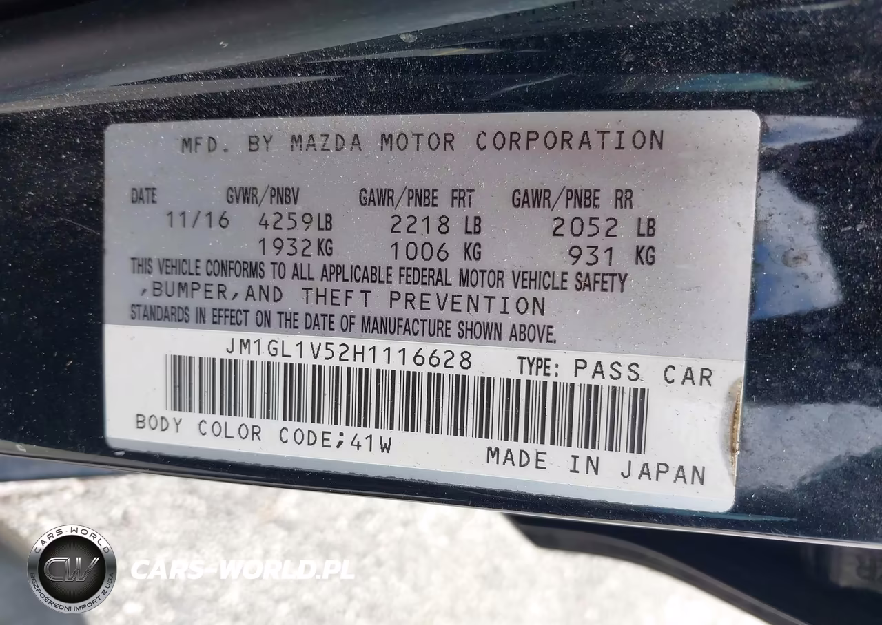 2017 Mazda Mazda6 Touring VIN:JM1GL1V52H1116628 - 9