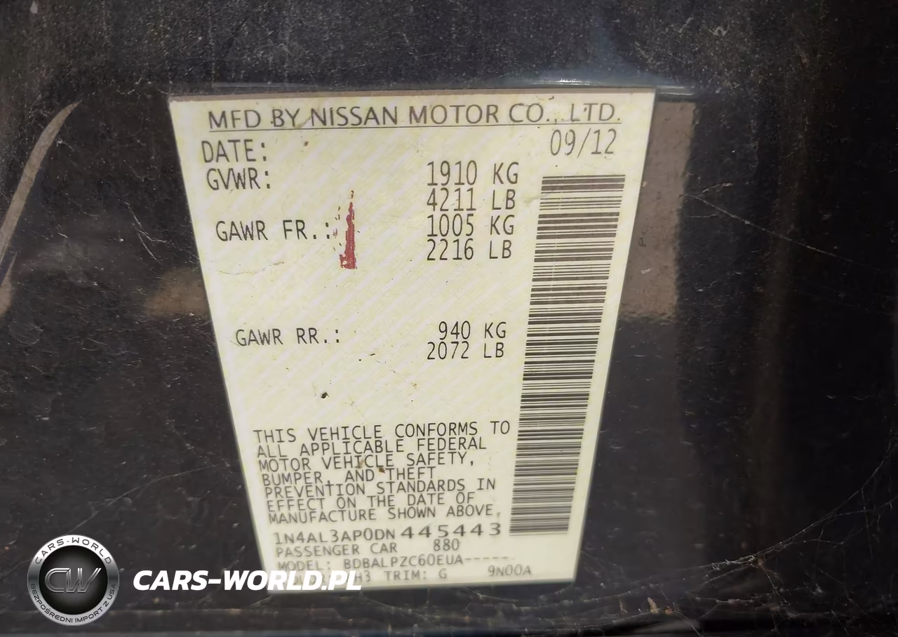 2013 Nissan Altima 2.5 VIN:1N4AL3AP0DN445443 - 9