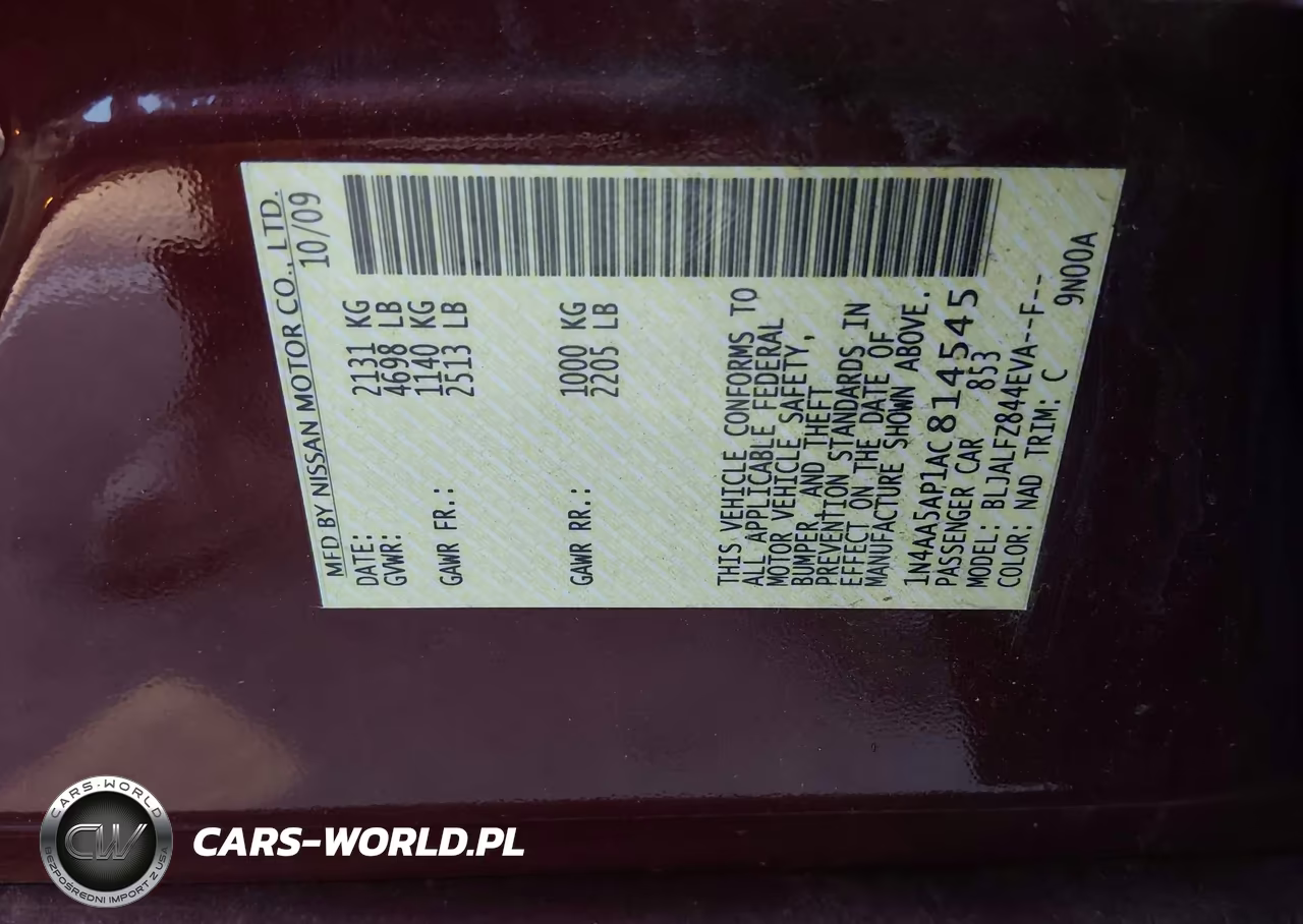 2010 Nissan Maxima 3.5 Sv VIN:1N4AA5AP1AC814545 - 9