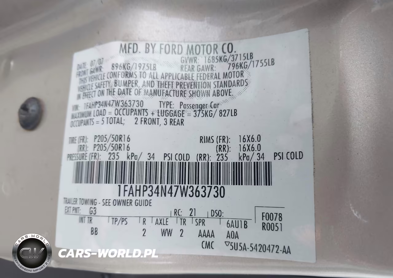 2007 Ford Focus S-Se-Ses VIN:1FAHP34N47W363730 - 9