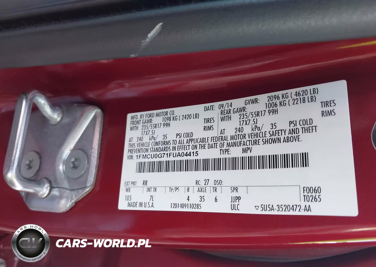 2015 Ford Escape Se VIN:1FMCU0G71FUA04415 - 9