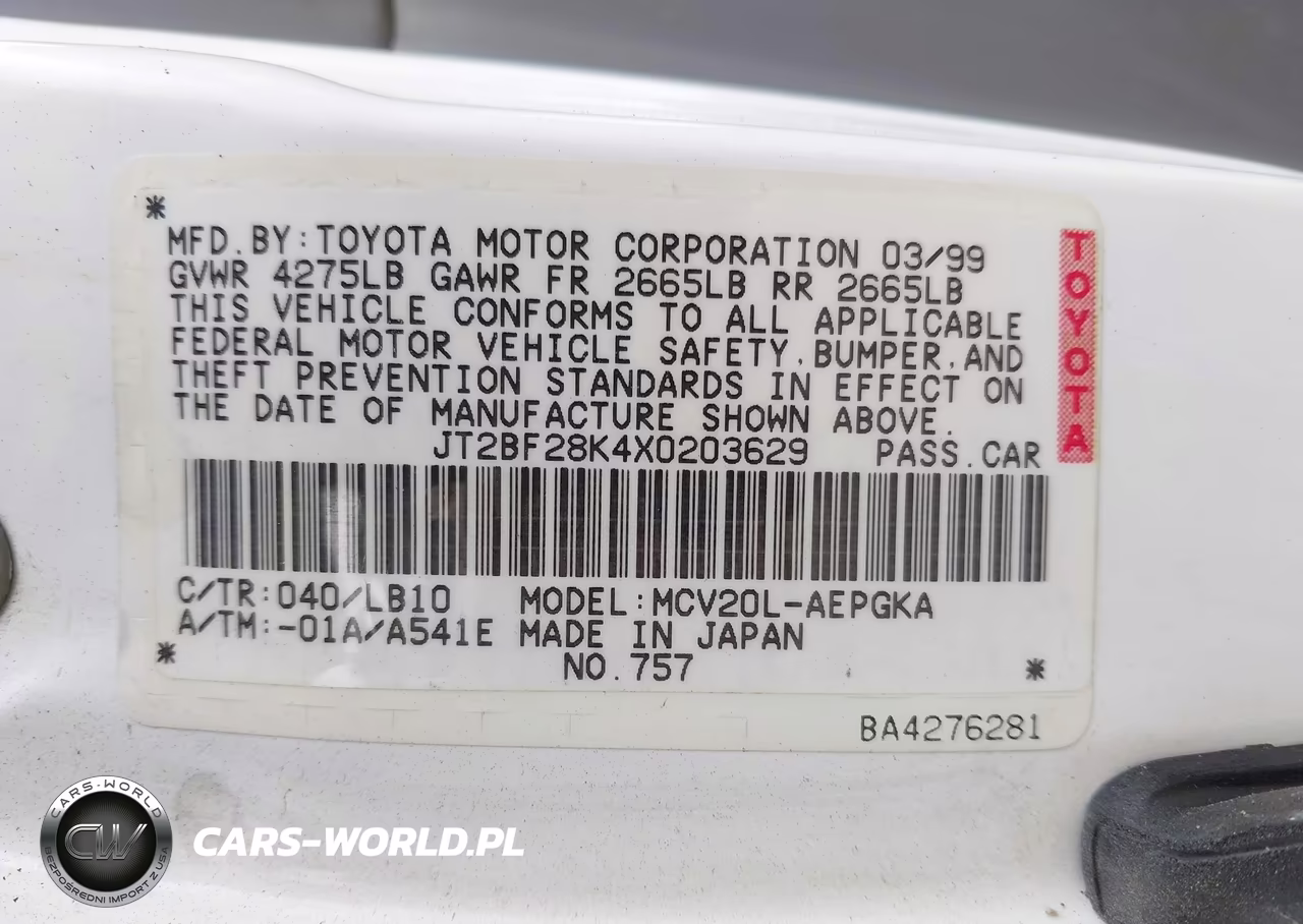 1999 Toyota Camry Xle VIN:JT2BF28K4X0203629 - 9
