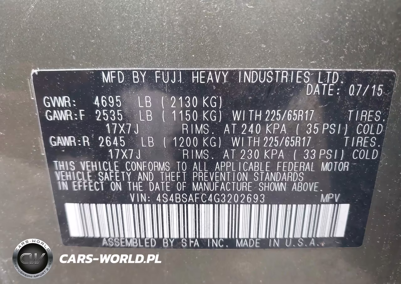 2016 Subaru Outback 2.5I Premium VIN:4S4BSAFC4G3202693 - 9