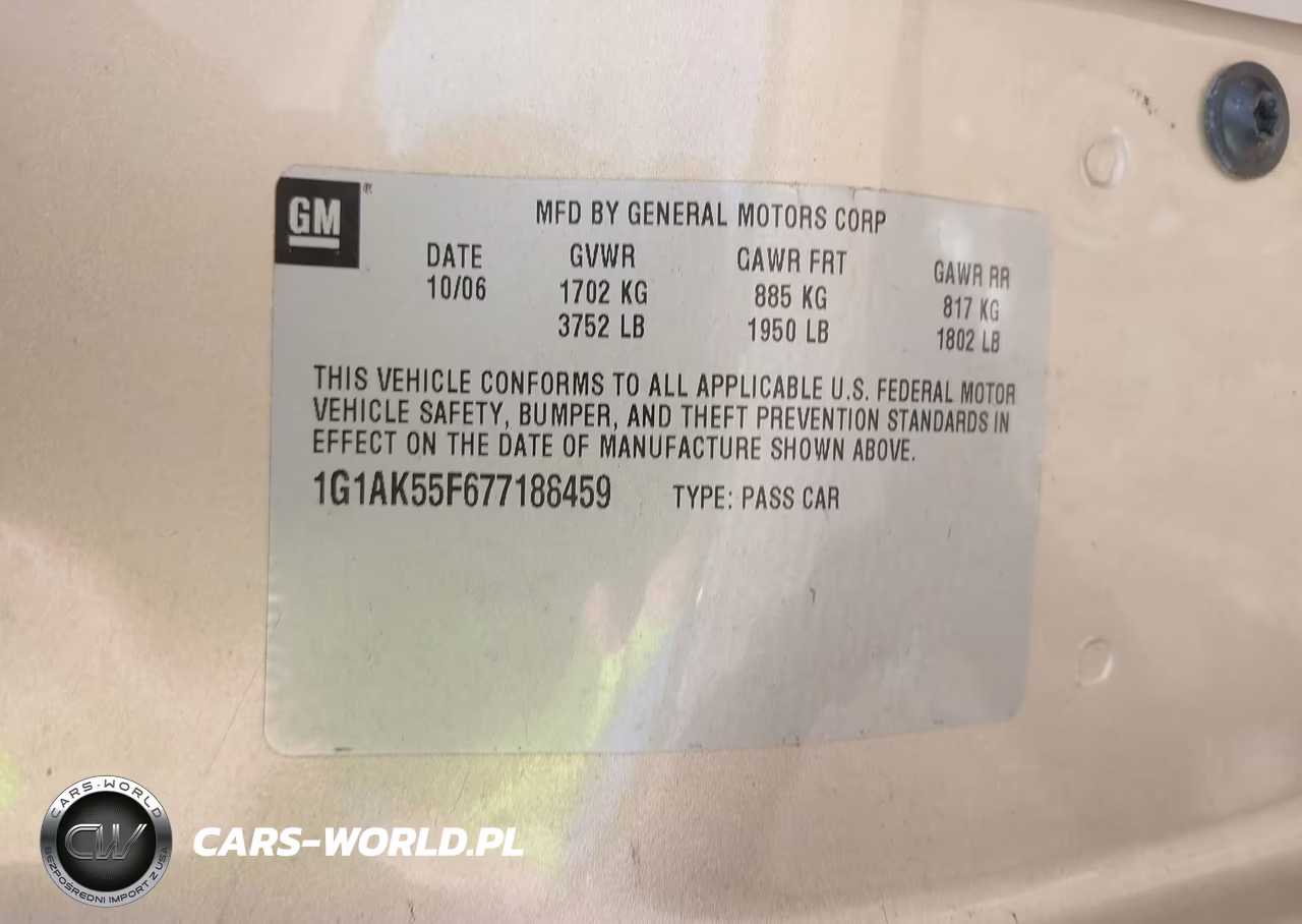 2007 Chevrolet Cobalt Ls VIN:1G1AK55F677188459 - 9