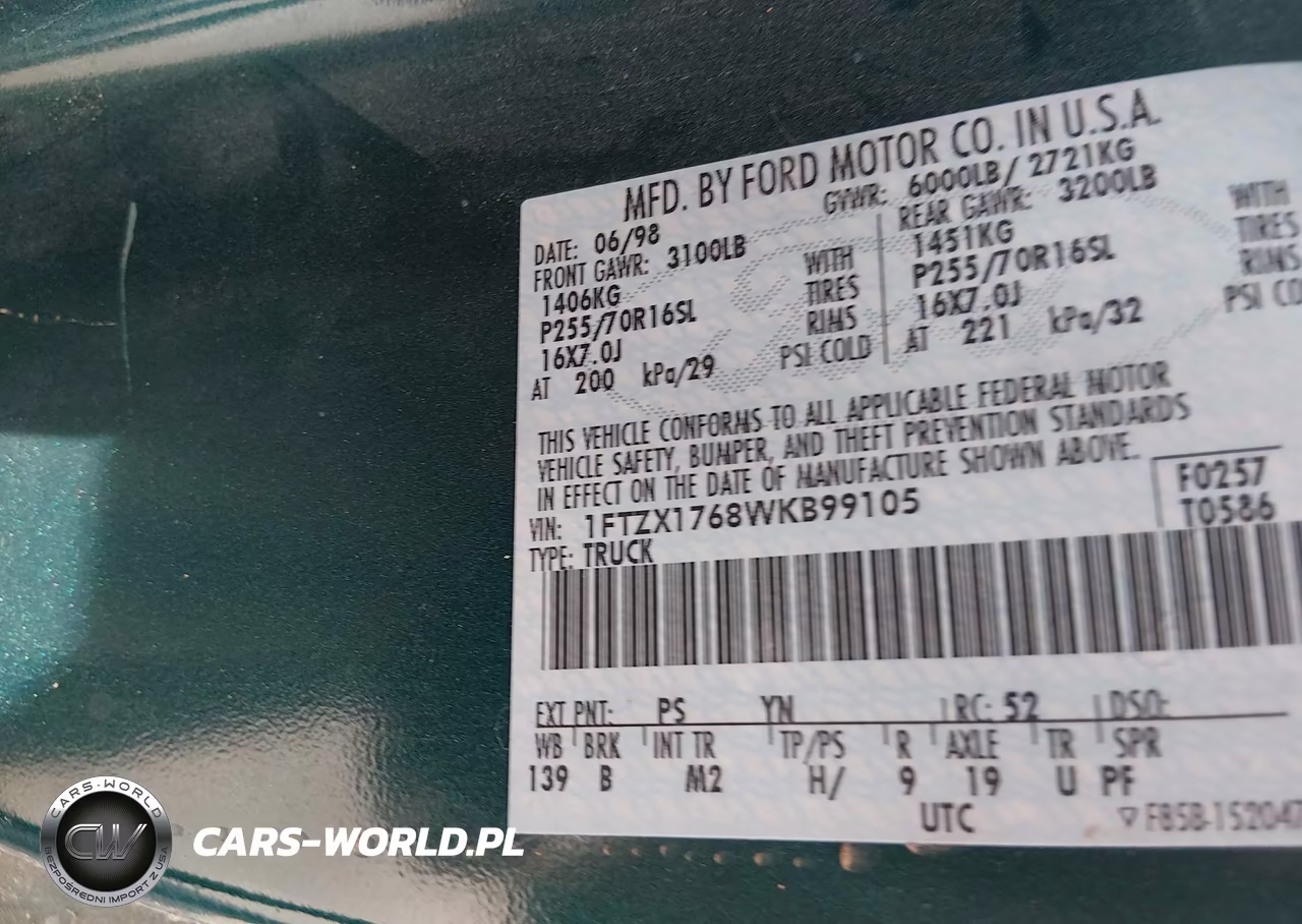 1998 Ford F-150 Lariat-Standard-Xl-Xlt VIN:1FTZX1768WKB99105 - 9