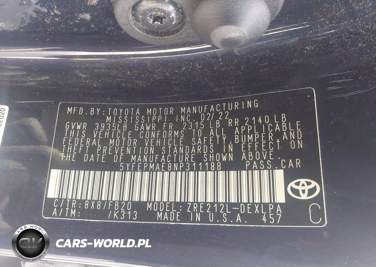 2022 Toyota Corolla Le VIN:5YFEPMAE8NP311188 - 9