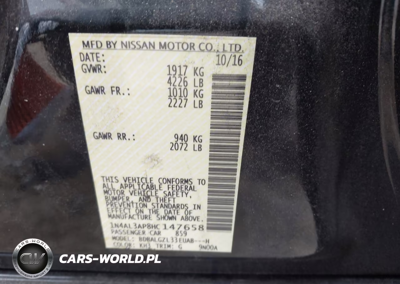2017 Nissan Altima 2.5 S VIN:1N4AL3AP8HC147658 - 9