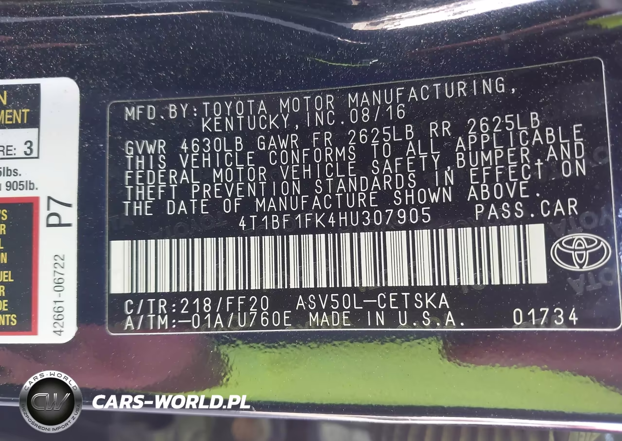 2017 Toyota Camry Se VIN:4T1BF1FK4HU307905 - 9