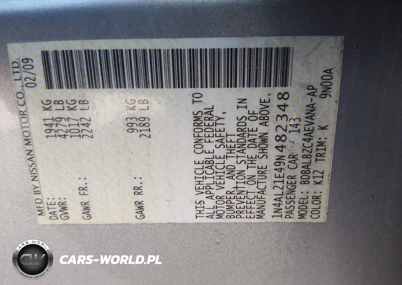 2009 Nissan Altima 2.5 S VIN:1N4AL21E49N482348 - 9