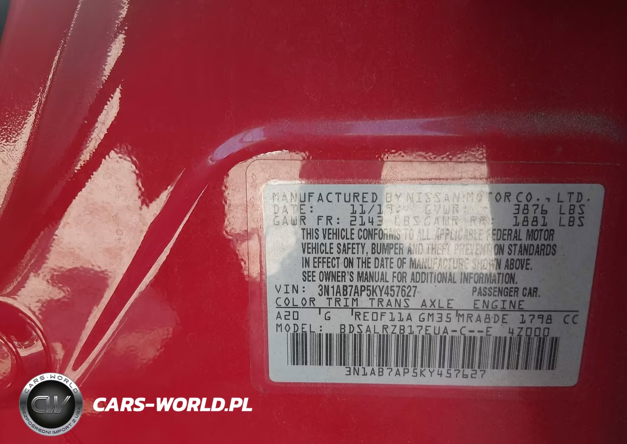 2019 Nissan Sentra Sr VIN:3N1AB7AP5KY457627 - 9