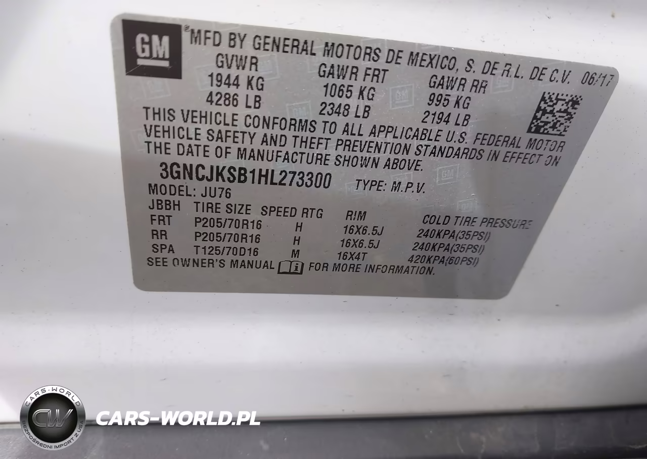 2017 Chevrolet Trax Ls VIN:3GNCJKSB1HL273300 - 9