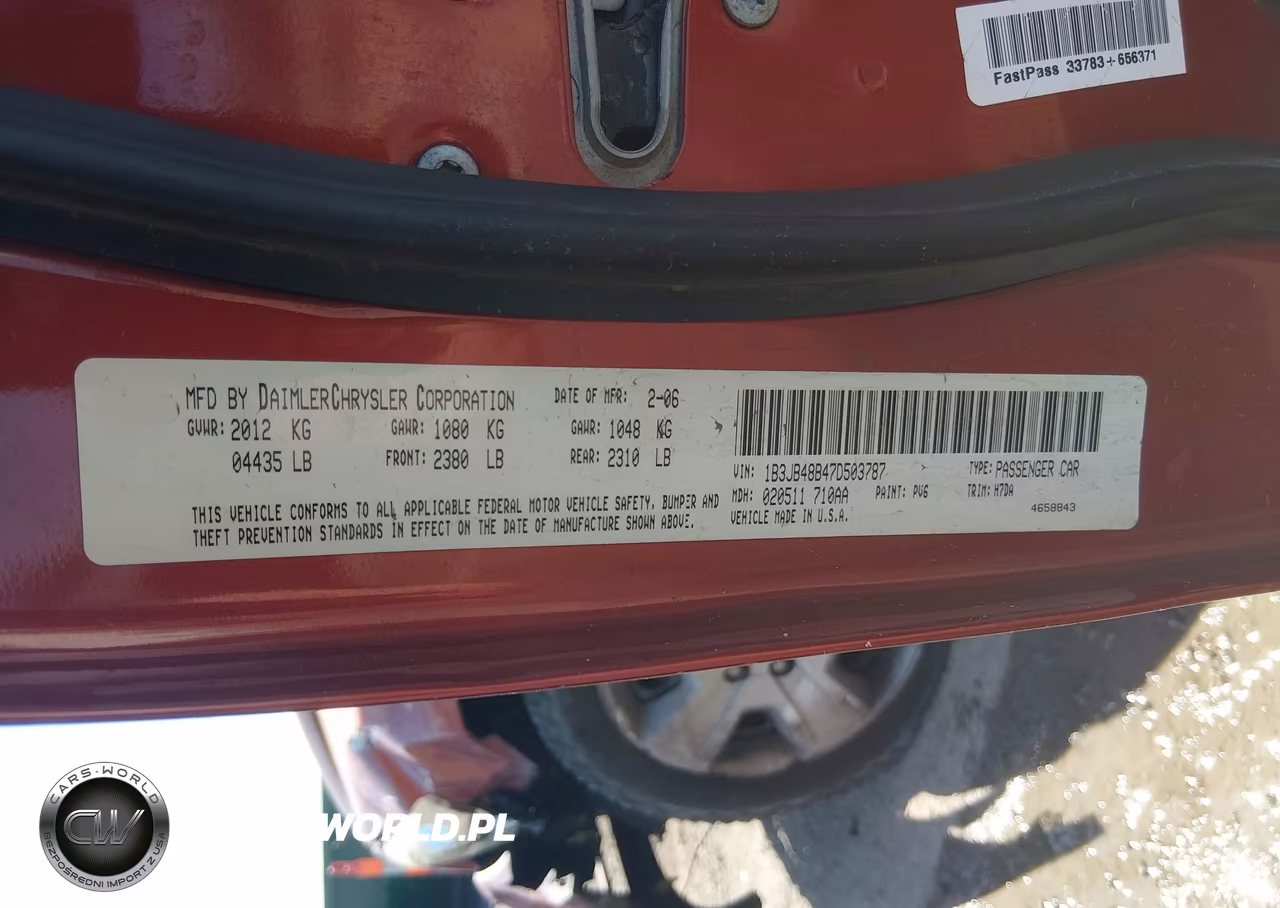 2007 Dodge Caliber Sxt VIN:1B3JB48B47D503787 - 9