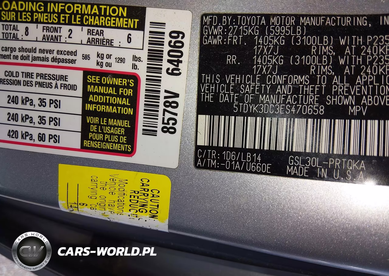 2014 Toyota Sienna Xle V6 8 Passenger VIN:5TDYK3DC3ES470658 - 9