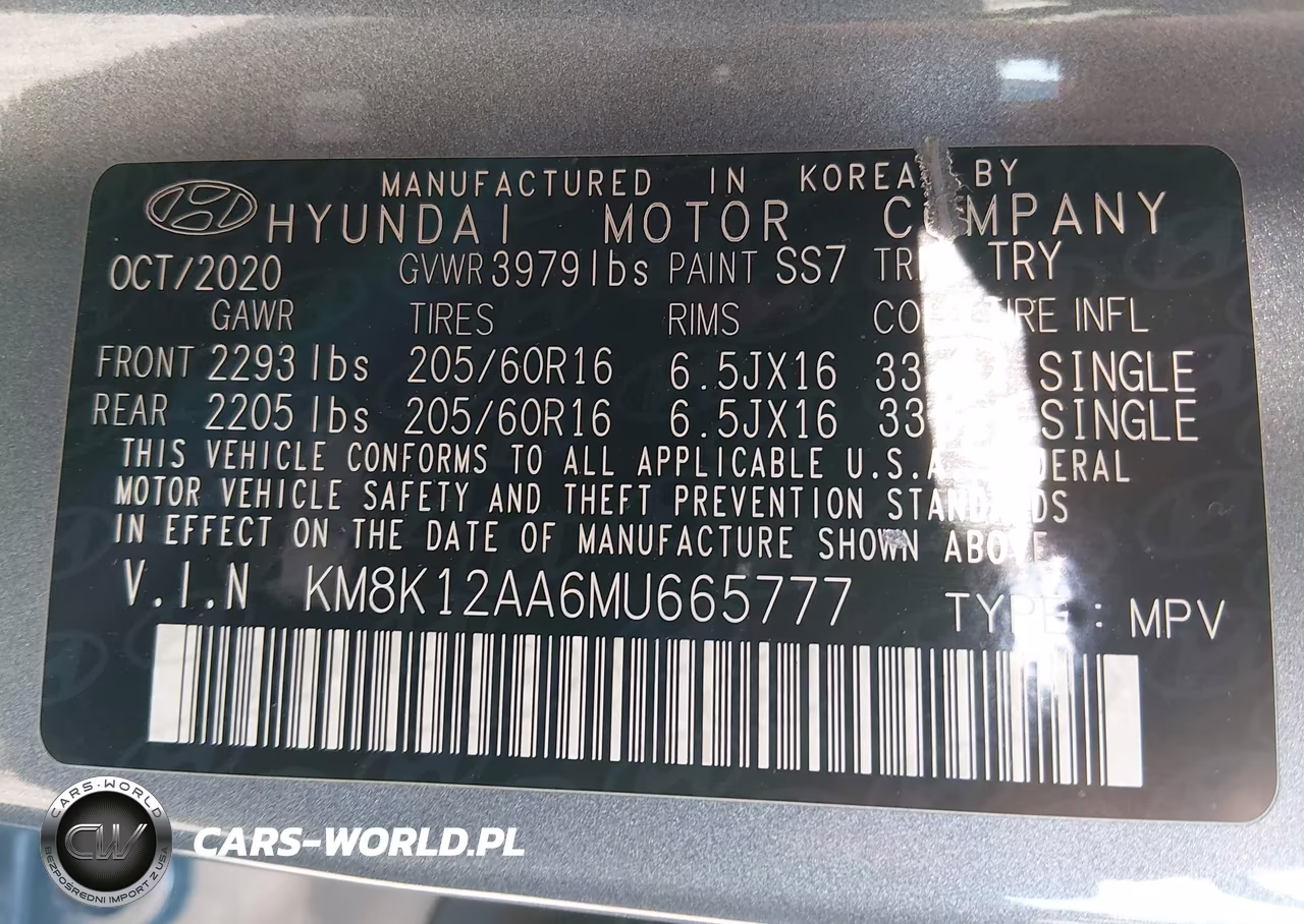 2021 Hyundai Kona Se VIN:KM8K12AA6MU665777 - 9