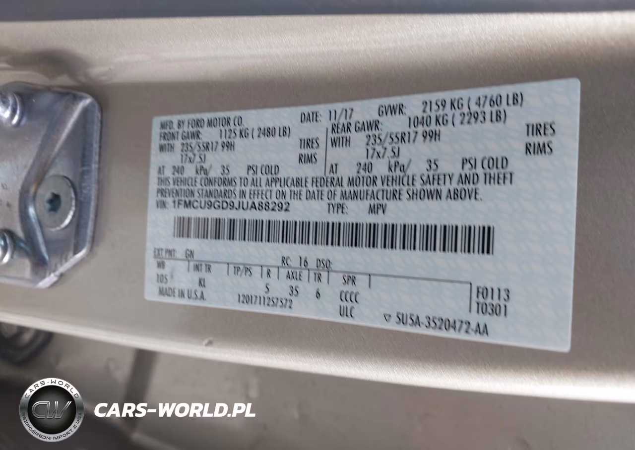 2018 Ford Escape Se VIN:1FMCU9GD9JUA88292 - 9