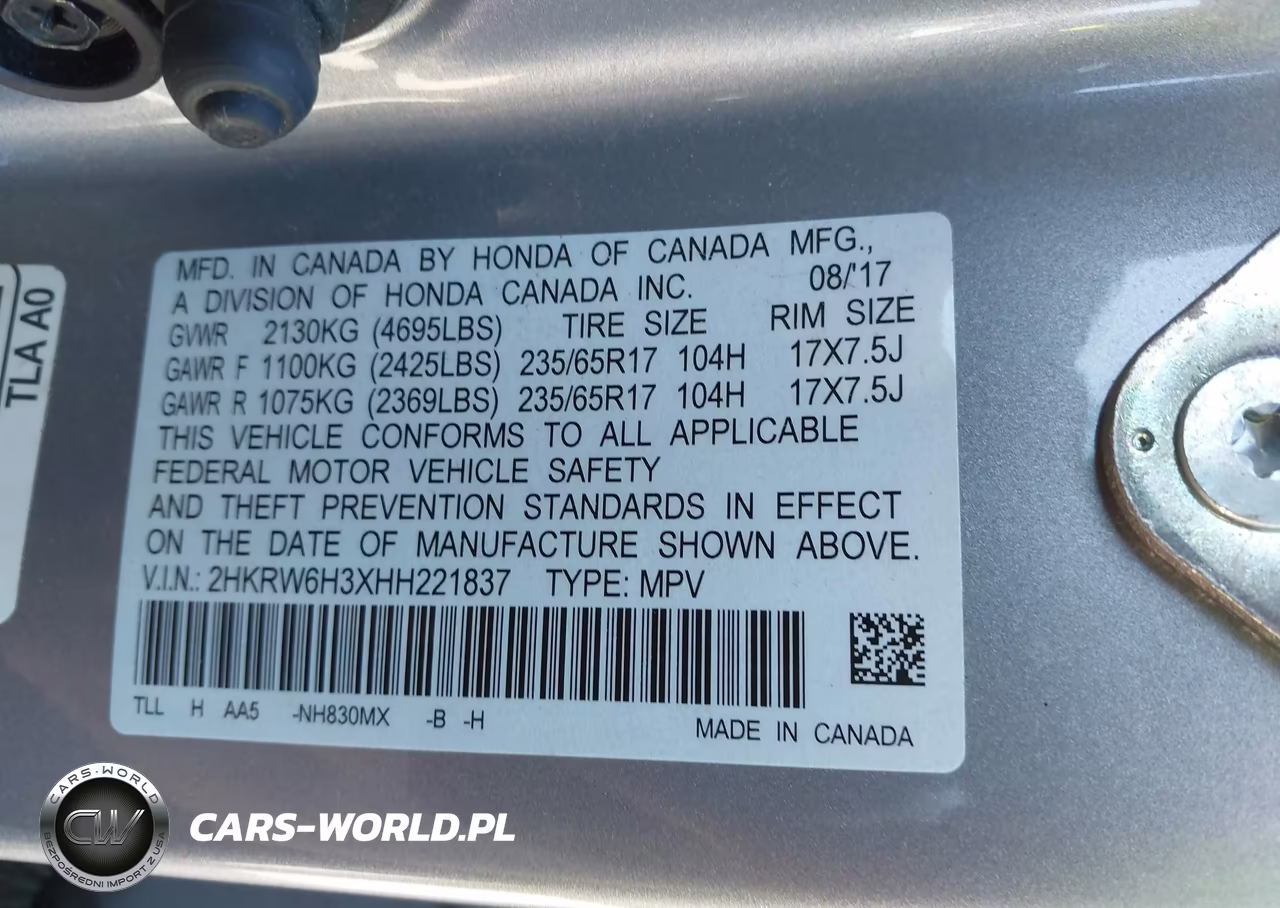 2017 Honda Cr-V Lx VIN:2HKRW6H3XHH221837 - 9