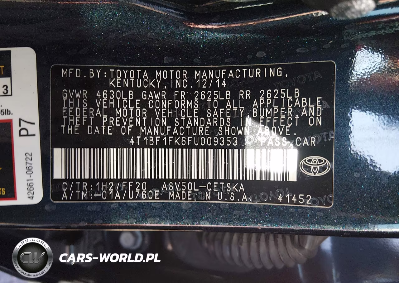 2015 Toyota Camry Se VIN:4T1BF1FK6FU009353 - 9