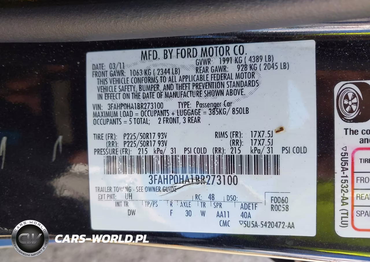 2011 Ford Fusion Se VIN:3FAHP0HA1BR273100 - 9