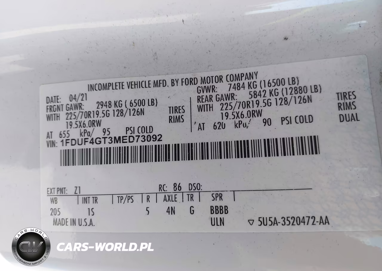 2021 Ford F-450 Chasis Xl VIN:1FDUF4GT3MED73092 - 9