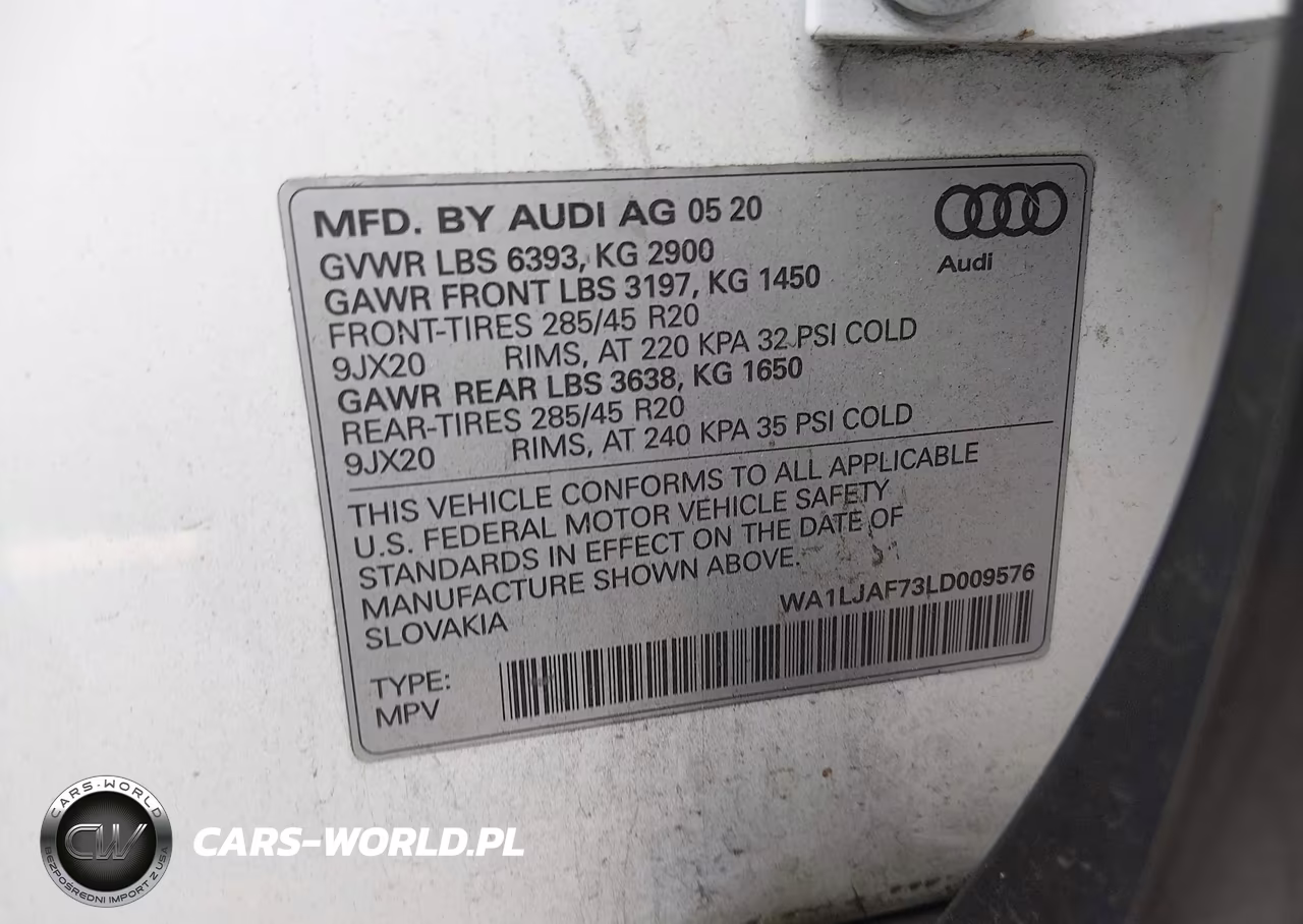 2020 Audi Q7 Premium Plus 45 Tfsi Quattro Tiptronic VIN:WA1LJAF73LD009576 - 9