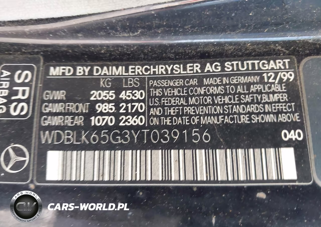 2000 Mercedes-Benz Clk-Class VIN:WDBLK65G3YT039156 - 9