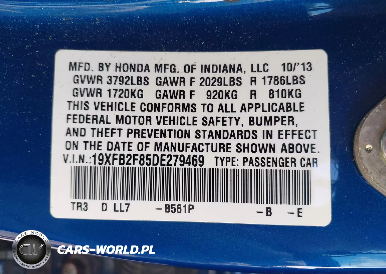 2013 Honda Civic Sdn Ex VIN:19XFB2F85DE279469 - 9