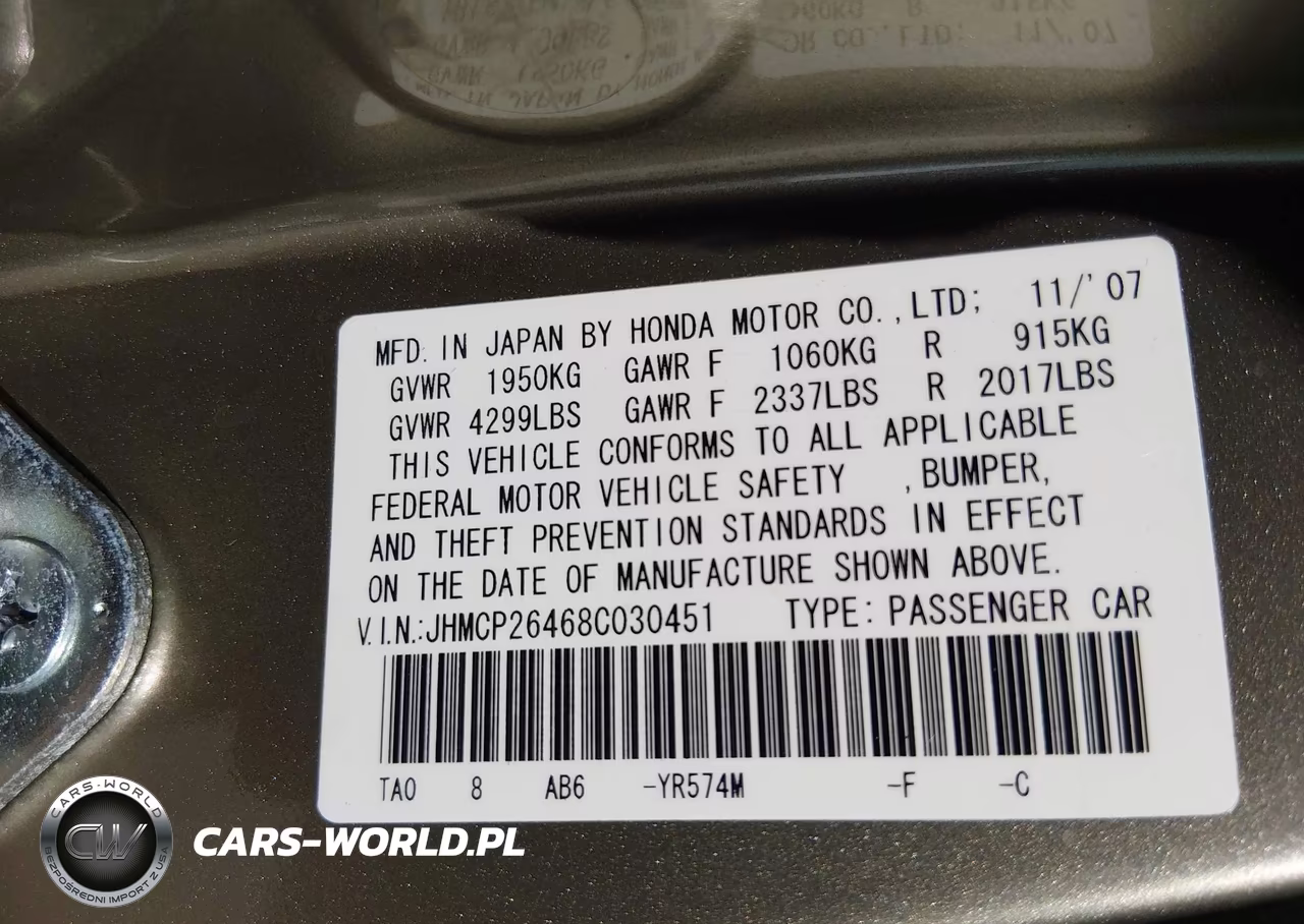2008 Honda Accord 2.4 Lx-P VIN:JHMCP26468C030451 - 9