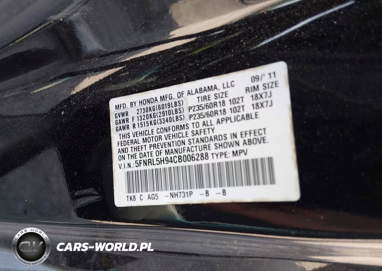 2012 Honda Odyssey Touring-Touring Elite VIN:5FNRL5H94CB006288 - 9